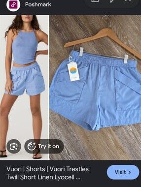 VUORI Trestles Twill Short bluebell S NWOT Sold Out Light Comfy